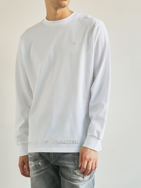 【1PIU1UGUALE3】RHINESTONE L/T ラインストーンヘムシルケットロングTシャツ